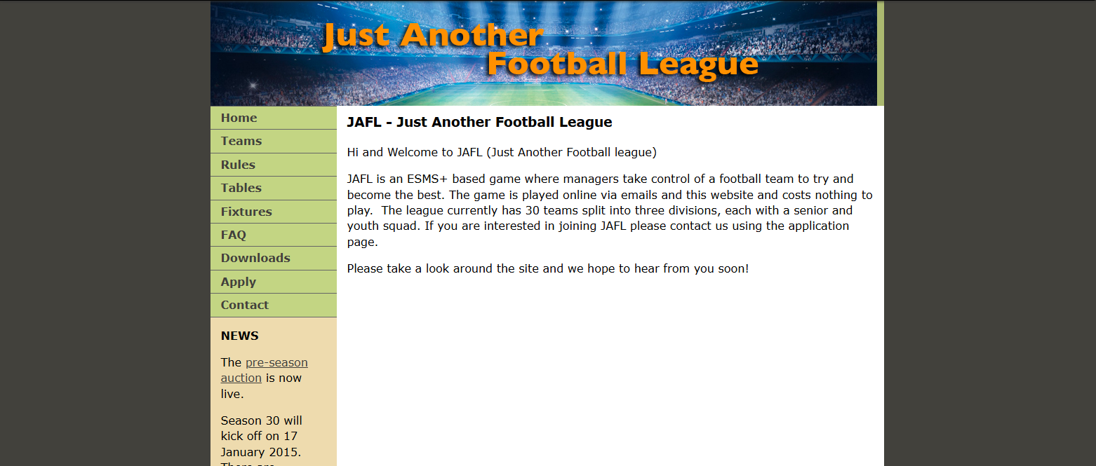 Historic JAFL website with stadium header
